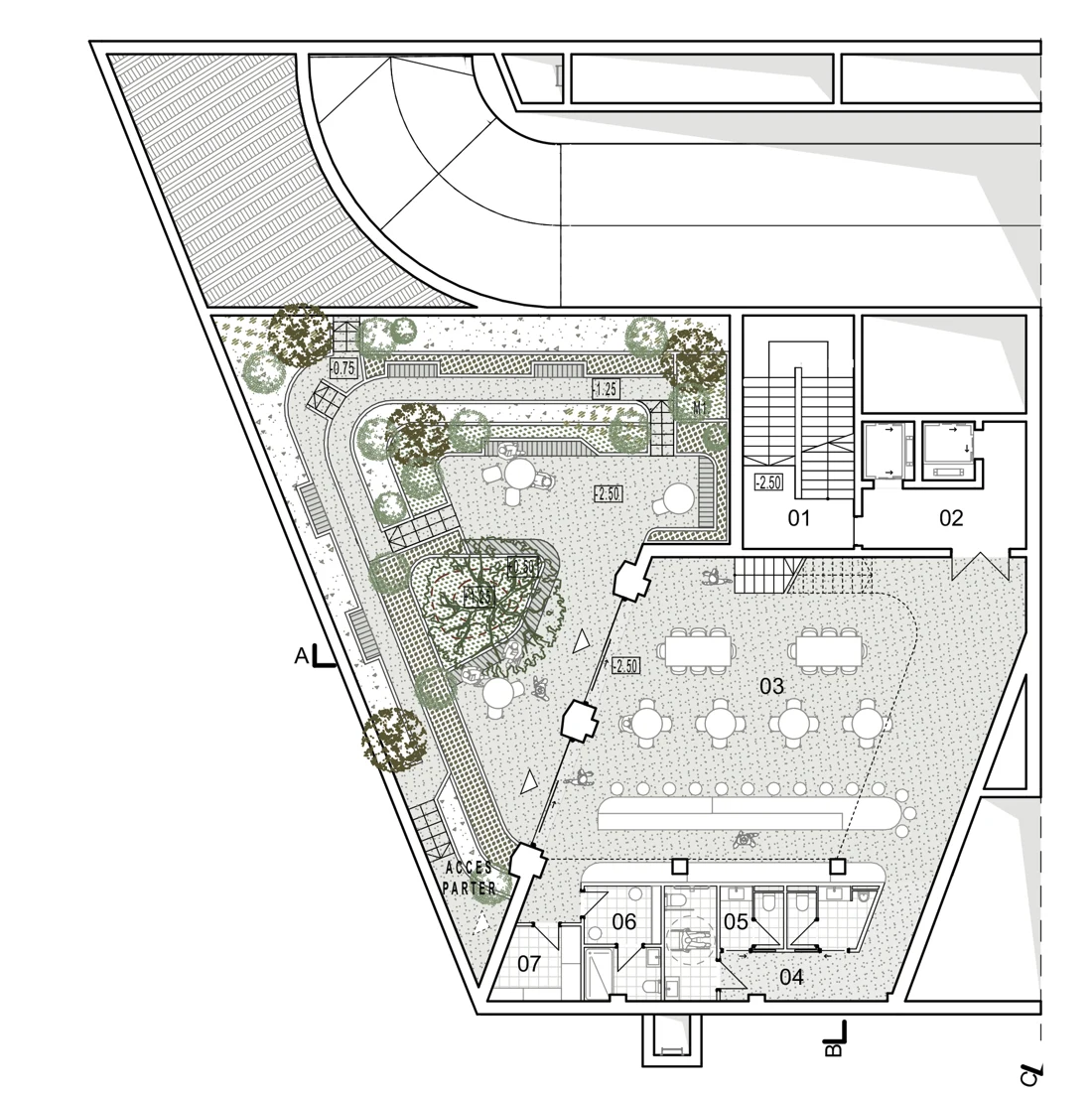 Sunken ground floor plan