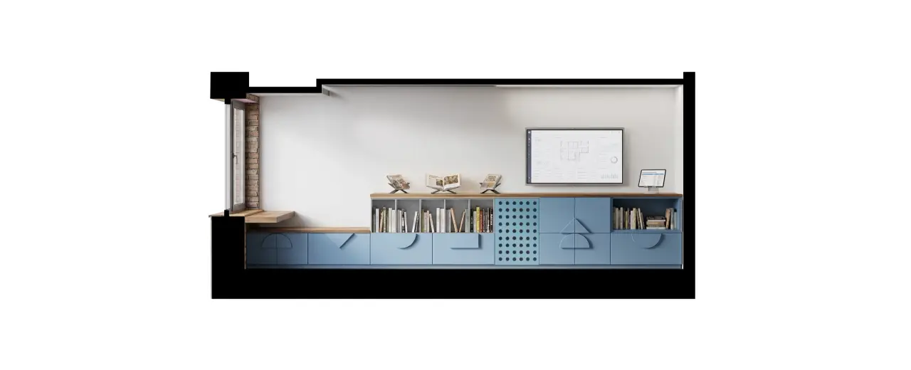 View of the blue furniture